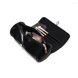 Cosmetic Bags Fashion Women Bag Portable Travel PU Barrel-Shaped Make Up Brushes Lipstick Makeup Toiletry