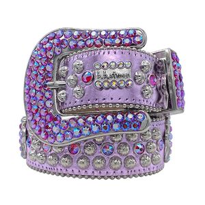 2023 Fashion Purple Designer BB Cinture Simon per uomini Donne Shiny Diamond Cintura Blara Blu Multicolour con strass bling come BIR245X