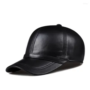 Berets Men Real Sheep Leather Earlap Caps Male Fall Winter Sheepskin Hats Casual Outdoor Baseball Cap