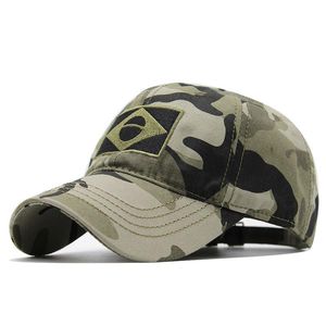 Beretler Brezilya Bayrak Camo Beyzbol Kapakları Gençlik Multicam Spor Kamyoner Hat Jungle Macera Askeri Ordusu Açık Taktik Snapbackberets