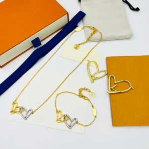 LW HEART Abito gioielli Collana bracciale Orecchini per donna Placcato oro 18 carati stile classico di altissima qualità Non tramonterà mai il regalo di anniversario 003