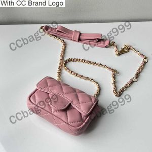 CC Coin Purses Ladies Fluffy Mini Flap Bow Coin Purses With Chain äkta läder Gold Metal Hardware Luxurys Handväskor Crossboy Classic Shoulder Bag Wallet Card Card