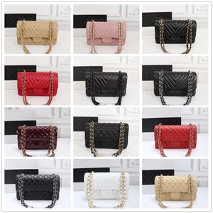 Chaneles 10A üst katmanlı lüks tasarımcı mini kare flep çantası gerçek deri havyar kuzu derisi klasik siyah çanta kapitone çantalar crossbody omuz altın zinciri b