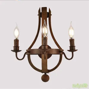 Lâmpada de parede rústica barril de vinho aduelas luz de madeira interior retrô led arandela vela luminárias vintage para casa decoração industrial bar