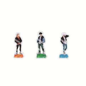 Keychains datorer söta anime jujutsu kaisen figur akrylstativ modell yuji itadori gojo satoru action siffror dekoration cosplay leksaker gåva