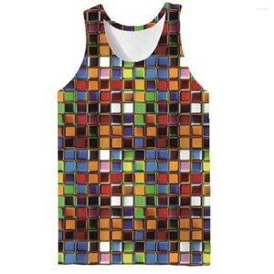 Men's Tank Tops KYKU Geometry Top Men Rainbow Mens Bodybuilding Colorful Vest Sleeveless Shirt Muscle Clothes Casual High Quality