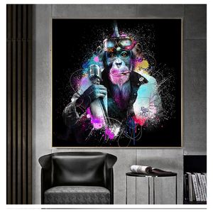 Monkey Canvas Painting Posters and Prints Cuadros Banksy Pop Wall Art Picture for Living Room Graffiti Street Art Abstract Cute Woo
