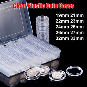 Food Savers Storage Containers 10 25 50 100Pcs 19 33mm Transparent Coin Cases Holder Collecting Box Case s Capsules Protection Boxes Container 230221