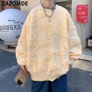 Męskie swetry Zazomde Mężczyznowe Swery czarne luźne luźne O Vintage retro dzianinowy sweter jesienna para solidnego koloru pullover unisex 230222