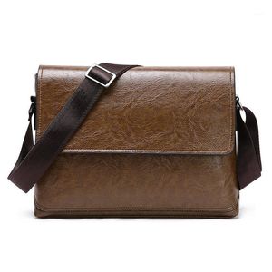 Briefcases Men's Briefcase Simple Fashion Leather Bags Business Casual Pu Shoulder Cross Bag Multifunctional Solid Color