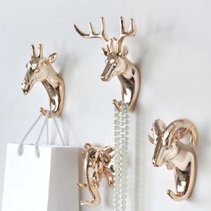 Storage Holders Racks Europe Animal Shaped Hooks Deer Stags Rhino Horse Giraffe Elephant Head Wall Hanger Coat for Hat Hook Rack Holder Home Decor 230221