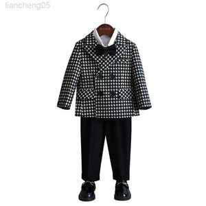 Kläderuppsättningar Svälja Gird Formal Suit Blazer Set för Boy Elegant Child Wedding Suit 2022 Western Style Ceremony Baby Boys Fact Come XF006 W0222