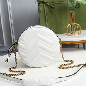 Lüks Tasarımcı Çantalar Kadınlar İçin Yuvarlak Çantalar Marmonts Orijinal Deri Altın Zincir Omuz Crossbody Çanta Lüks Çantalar Moda Günlük Kadın Çanta 443663