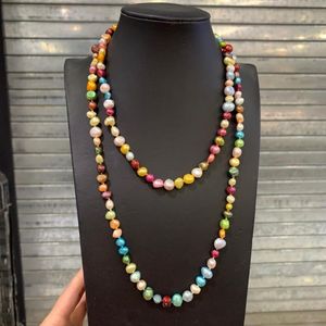 Chains Long Pearl Necklace Real Cultured Multicolor 100CM Accept Order Any Length Beach Style Fashion Women JewelryChains