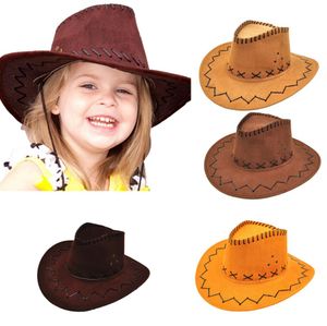 Cowboyhut Imitation Wildleder Western Cowboyhüte Herren Reiter Fedorahut Panama Seil Zubehör Strand Reisekappe für Erwachsene Kinder