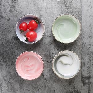 Bowls Luxury Ceramic Dish Marble Pattern Round Fruit Seasoning Soy Vinegar Ketchup Sauce Bowl Pigments Plates Japanese Sushi Tableware