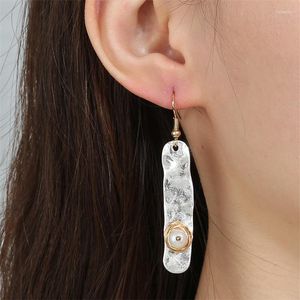 ダングルイヤリングファッションパーソナリティサンドシルバーゴールドカッパーワイヤー長方形マニュアル天然淡水真珠の耳フック