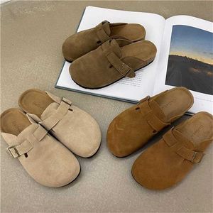 Designer Birkinstock Slippers Outlet Genuine Leather Bucken Shoes Women's Early Spring Frosted Cow Ugly Cute Ins Lazy Slipper Trend