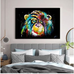 Malowanie zdjęć ściennych do salonu dekoracje domowe graffiti urocze małpa płótno malowanie kolorowy wydrukowany plakat i nadruki woo