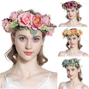 Headpieces Brud Flower Headband Floral Garland Headpiece Bohemian Crown Boho Bridal Wreath Hair Hoop