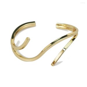 Bangle Trendy Premium öppen manschett för kvinnor uttalande metall geometriska armband armband charm smycken brud bröllopstillbehör