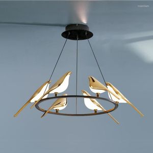 Pendant Lamps Italian Designer Bird Lamp Led Chandelier Lighting Postmodern 6 Lights Creative Living Dining Room Kitchen Hanging Light