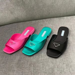 Luxury crystal Satin slide Sandals women slippers slip on shoes flats flat shoes fashion luxury designers slides slipper factory footwear 35-42 with box
