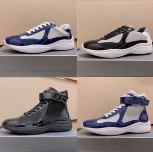 With Box With Box Prad Shoes Casual Trainers Runner Shoe Blue Black Patent Leather Mesh Lace-Up Outdoor Sneakers Men Ame Lf 6487 4686