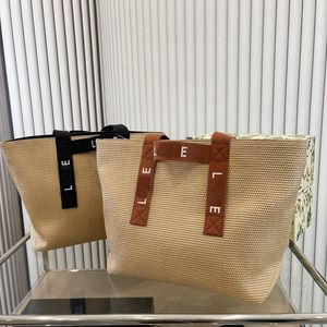 Sacos de noite Bolsas de praia de palha Mulheres Designer Bolsas Lafite Grama Bolsa de Ombro Grande Capacidade Oca-Out Totes Lona Forrada com Zíper Bolso Anagrama Cesta Tote