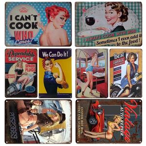 Vintage Metall Blechschild Sexy Girl Auto Poster Beauty Girl Service Blechschilder Aufkleber für Bar Pub Dekoration Metallplatte Poster Mädchen Metall Malerei Dekor Größe 30 x 20 cm w01