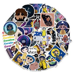 50pcs Coraline Tajne naklejki drzwi horror Coraline Mother Graffiti Kids Zabawek deskorolki