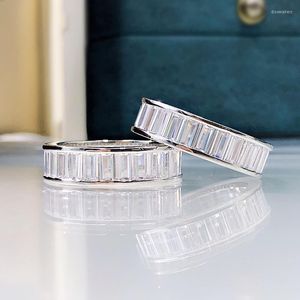 Wedding Rings Engagement Ring 925 Sterling Silver Row Setting Full Strips Synthetic Diamonds Fashion Women Lady Jewelry