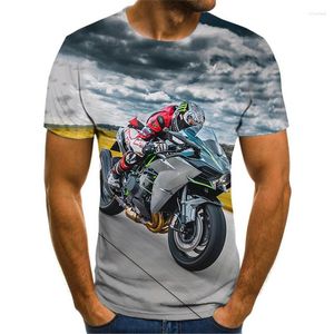 Erkek Tişörtleri Moto Biker Erkekler T-Shirts 3D Lokomotif Sokak Hip Hop Büyük boyutlu gömlek kısa kollu yuvarlak boyunlu motosiklet desen tee büyük
