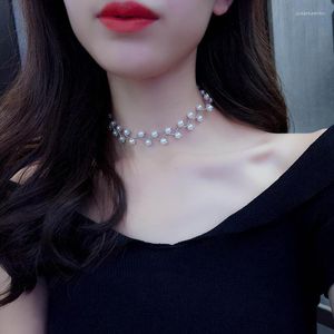 Collane con ciondolo Perle clavicola colletto semplice collare per donna 2023 gioielli al collo moda coreana Bijoux Collier