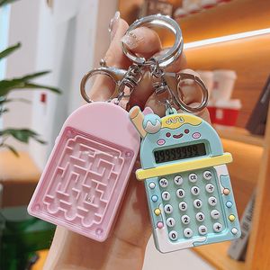 Cute Calculator And Games Charms Jewelry KeyChain Student Backpack Bubble Tea Key Ring Accessories Hanger