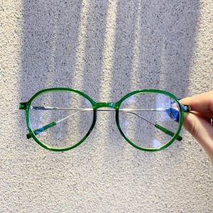 Sonnenbrillenrahmen Mode Bonbonfarben Brillengestell Frauen Retro Grün Klar Optische Brillen Gafas Oculos Transparent Round1