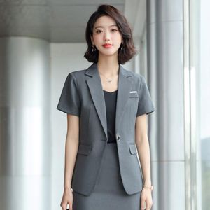 Two Piece Dress Temperament Summer Suit Women Single Button Casual Blazer Coat Skirt Sets Elegant Set Ladies Work ClothesTwo