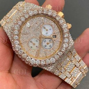 Wristwatches Luxury Customize Iced Out VVS 1 Diamond Hip Hop Mechanical Watch Gold Plated Stainls Steel Bust Down Wrist WatchW7VR