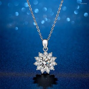 Kedjor Real Moissanite 1CT2CT Sterling Silver 14K White Gold Plated Gra D Color VVS1 Sunflower SMYELLT FÖR KVINNA GIRL