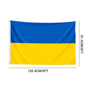 Festive Wholesale direct factory Banner Flags 3x5 Fts 90x150cm blue yellow ua ukr Ukraine flag For Decoration 2 deductions LT254