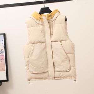 Women's Vests Autumn 2023 Fashion Thickening Outerwear Hooded Patterns Casual Cotton Women Vest Warm Jacket Motorcycle Sleeveless Parkas