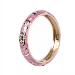 Bangle Simple Fashion Oro Protezione ambientale Placcatura Smalto Rosa Viola Verde Fiori Bracciale