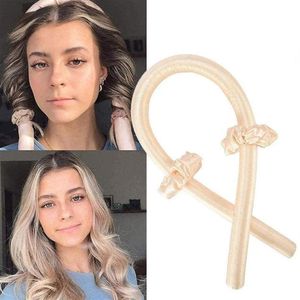 Saç Barrettes Slik Saten Curler Head Band Wrap Curling Şerit Kızlar Scrunchies Meapwear Comfort