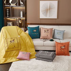 Cotton Embroidered Cushion Quilt Dual-Use Car Summer Blanket Cottons Pillow Multifunctional Summer Nap Quilts