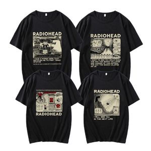 Herr t-shirts radiohead t shirt vintage hip hop rock band grafisk t-shirt streetwear 90-tal bomullskomfort korta ärmar unisex tee 022223h