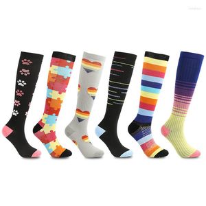 Sports Socks 6 Pairs/Lot Men Women Long Compression Cute Gym Fitness Yoga Running Travel Outdoor Hiking Skateboard