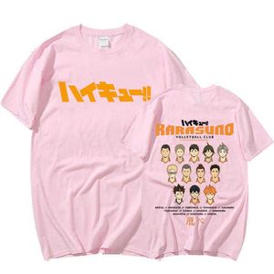 Karasuno Anime Haikyuu Volleyball Club Stampa T-shirt Manica corta da uomo in puro cotone T-shirt casual Oversize Haruku Streetwear 774