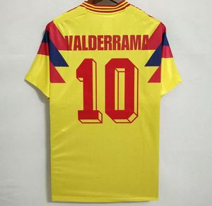 1990 레트로 축구 유니폼 Valderrama Away Home de Foot Shirt Yellow Red Jersey Classic 기념 컬렉션 빈티지 풋볼 셔츠 Escobar Guerrero Quality 90
