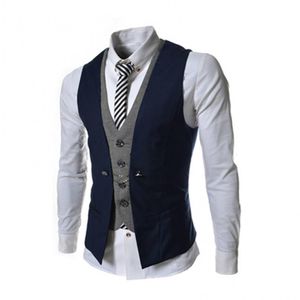 Men's Vests Men Waistcoat V Neck Singlebreasted Slim Fit Mens Suit Vest Gilet Homme Casual Sleeveless Formal Business Jacket chaleco hombre 230222