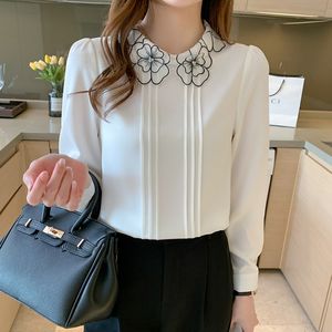 Spring Autumn Women Long Sleeve White Chiffon Blouse Shirt Women Tops Blouse Women Blusas Mujer De Moda 2023 Blouses Femme Shirts